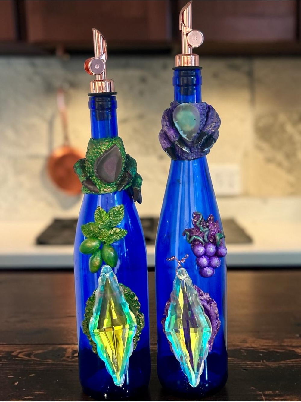 Handmade Cobalt Blue Oil & Vinegar Cruet Set